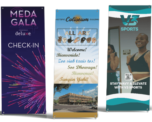 Retractable banners for trade show displays, expos, galas, and fundraisers